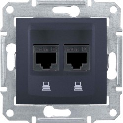 Розетка компьютерная двойная RJ45 кат. 5e UTP графит SEDNA SDN4400170